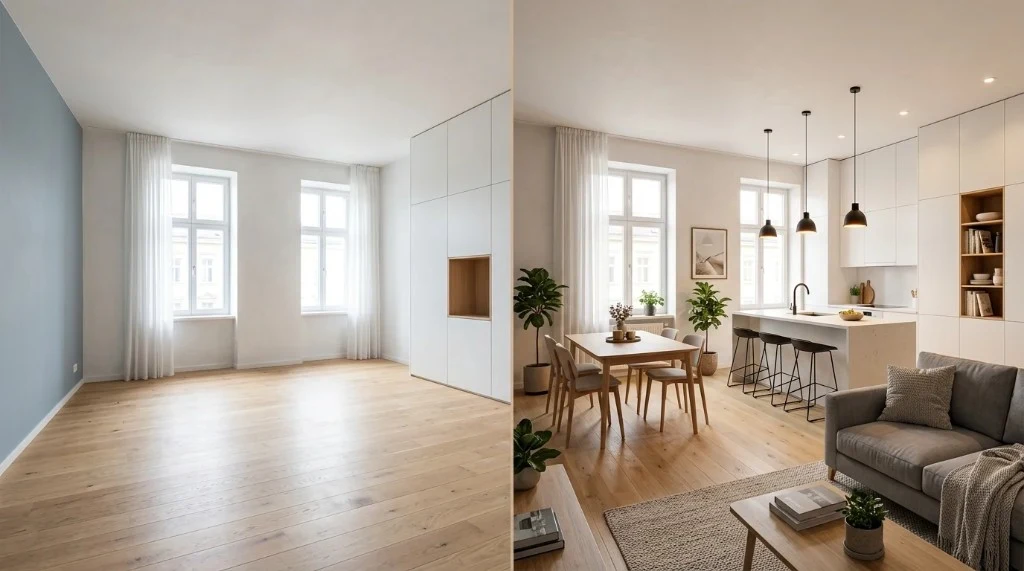 AI interior design preview from a living room photo
